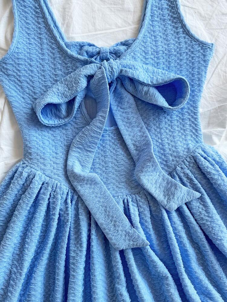 Women's Bow Decor Ruffle Shorts Romper Cute Casual Holiday Outfit Romantic Date Valentine's Day Blue Afternoon Tea Party Clothing Wear