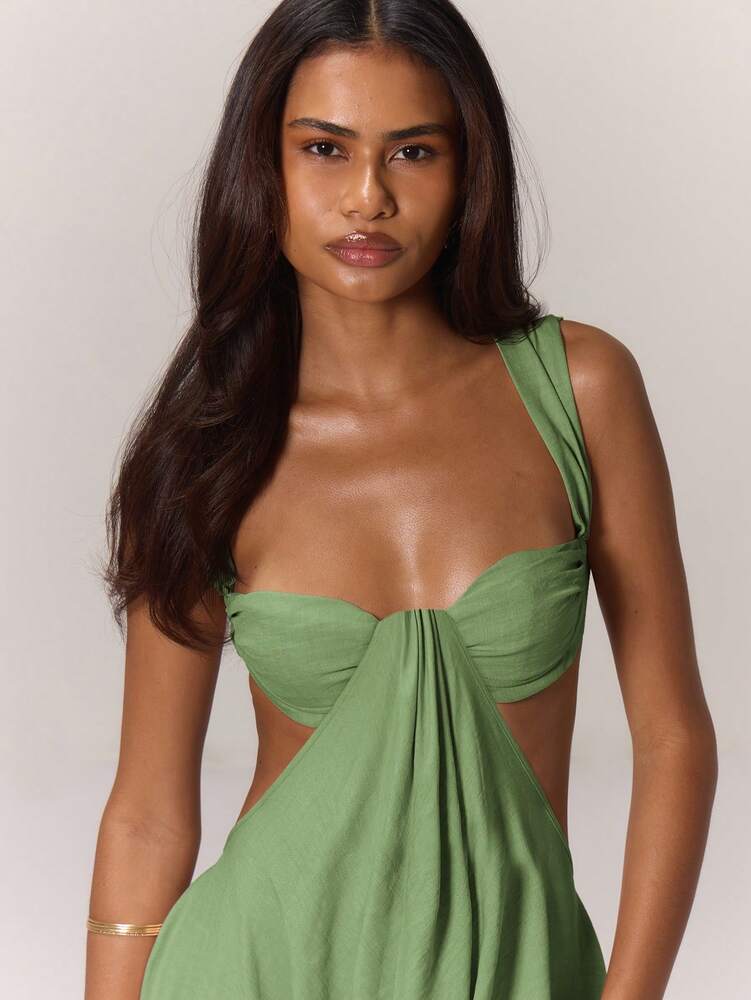 Women's Extreme Wide Leg Jumpsuit With Draped Bust Cups Cut Out Open Back Sexy Boho Vacation Party Outfit Wedding Guest Ibiza Holiday